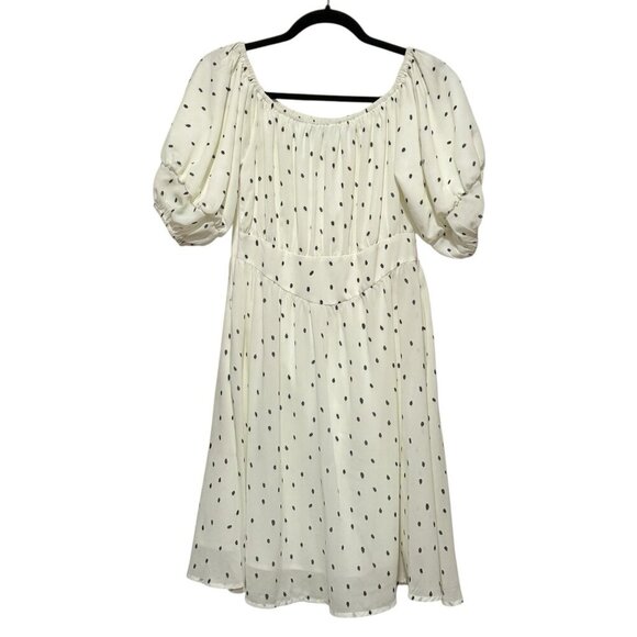 Anthropologie OPT Milkmaid Cream Black Polka Dot Dress Womens Small - Picture 4 of 13